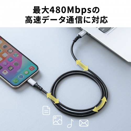 USB 2.0 Type-Cケーブル（C-C・ストレート・60W・2m）