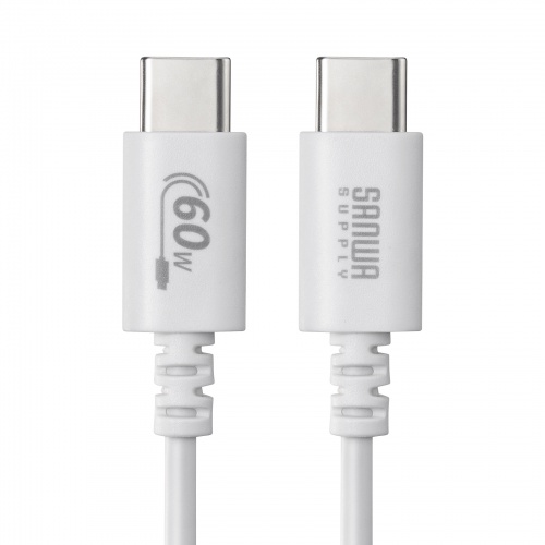 Type-Cケーブル（USB2.0・480Mbps・最大PD60W・USB-IF認証品・約2m・ホワイト）