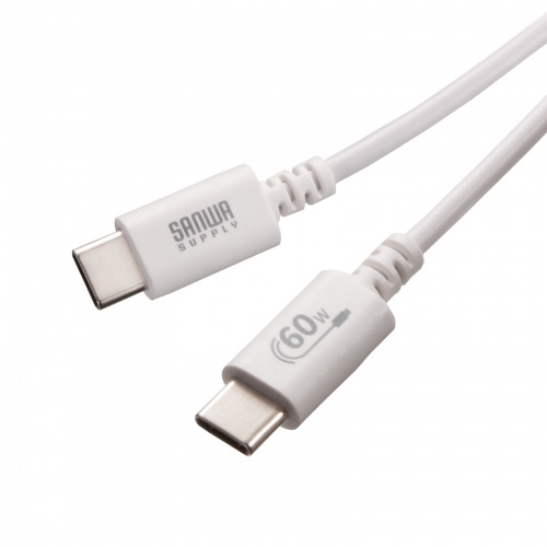Type-Cケーブル（USB2.0・480Mbps・最大PD60W・USB-IF認証品・約2m・ホワイト）
