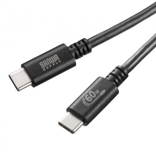 Type-Cケーブル（USB2.0・480Mbps・最大PD60W・USB-IF認証品・約3m・ブラック）