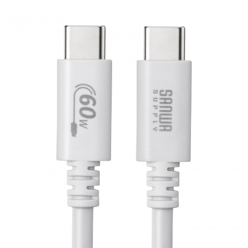 Type-Cケーブル（USB2.0・480Mbps・最大PD60W・USB-IF認証品・約3m・ホワイト）