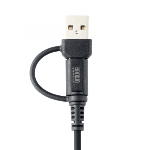 USB Type-Cケーブル（USB A変換・2in1・PD60W・シリコンケーブル・USB2.0対応・480Mbps・1m・ブラック）
