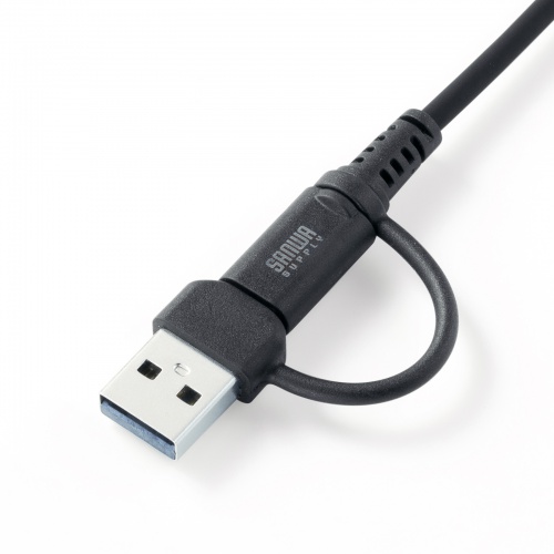 USB Type-Cケーブル（USB A変換・2in1・PD60W・シリコンケーブル・USB2.0対応・480Mbps・1m・ブラック）