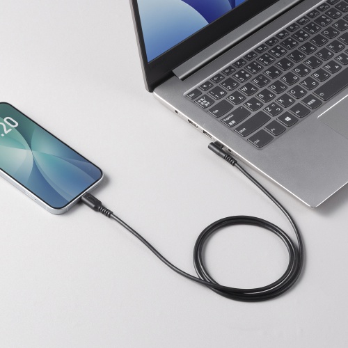 USB 2.0 Type-Cケーブル（C-C・片側L型コネクタ・60W・1m）