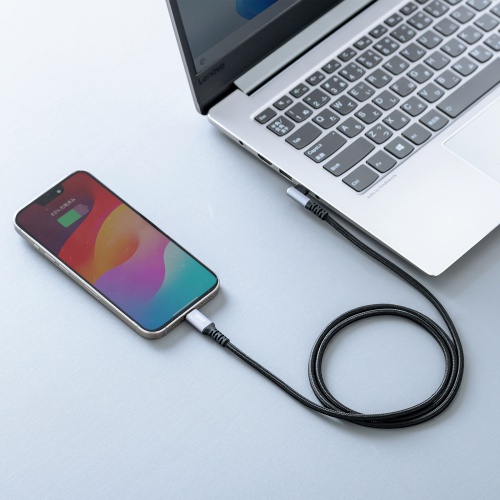 USB 2.0 Type-Cケーブル（C-C・片側L型コネクタ・60W・1m）