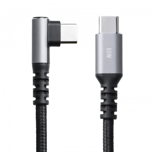 USB 2.0 Type-Cケーブル（C-C・片側L型コネクタ・60W・1m）