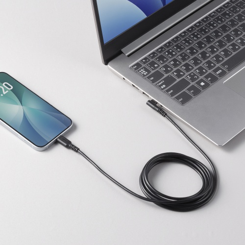 USB 2.0 Type-Cケーブル（C-C・片側L型コネクタ・60W・2m）