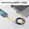 USB 2.0 Type-Cケーブル（C-C・片側L型コネクタ・60W・2m）