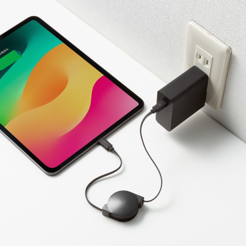 【アウトレット】タイプCケーブル（巻き取り式・PD60W・CtoC・充電・データ転送・パソコン・スマホ・Nintendo Switch・iPad Pro M4・iPad Air M2）