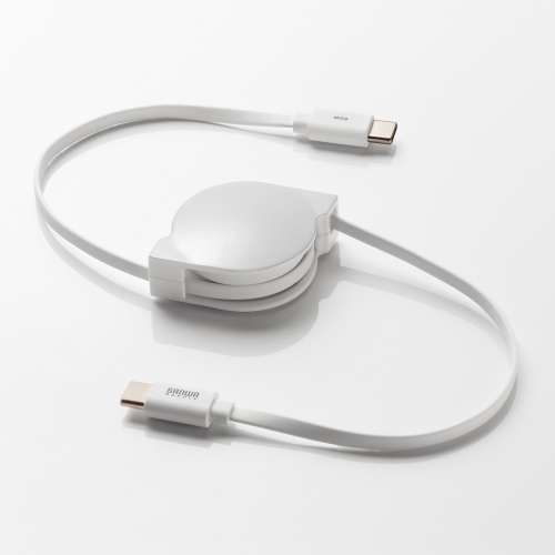 タイプCケーブル（巻き取り式・PD60W・CtoC・充電・データ転送・パソコン・スマホ・Nintendo Switch・iPad Pro M4・iPad Air M2） KU-CCP60M08W
