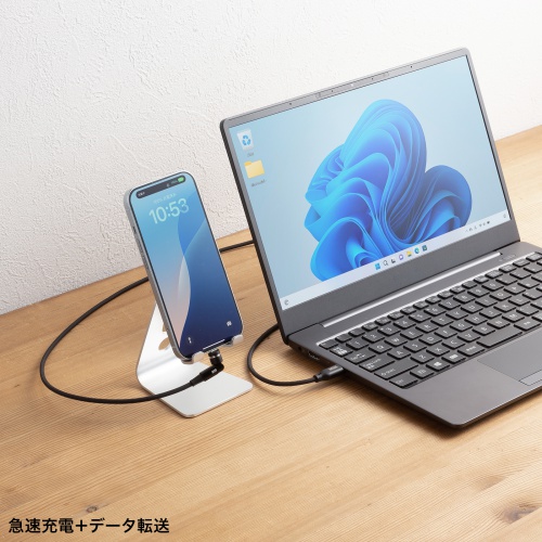 USB Type-Cケーブル（USB PD60W・全方向対応・540°回転コネクタ・マグネットコネクタ・USB2.0・ブラック・1m）