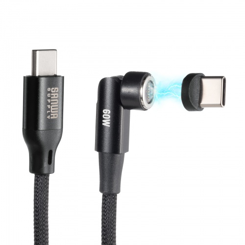 USB Type-Cケーブル（USB PD60W・全方向対応・540°回転コネクタ・マグネットコネクタ・USB2.0・ブラック・1m）