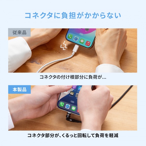 USB Type-Cケーブル（USB PD60W・全方向対応・540°回転コネクタ・マグネットコネクタ・USB2.0・ブラック・1m）