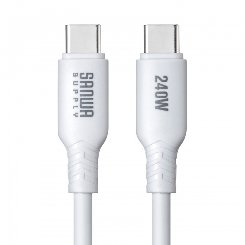 Type-Cケーブル（シリコンケーブル・PD240W・USB2.0・最大480Mbps・約0.5m・ホワイト）