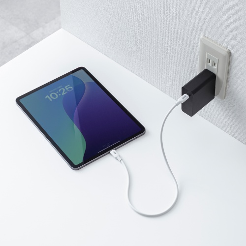 Type-Cケーブル（シリコンケーブル・PD240W・USB2.0・最大480Mbps・約0.5m・ホワイト）