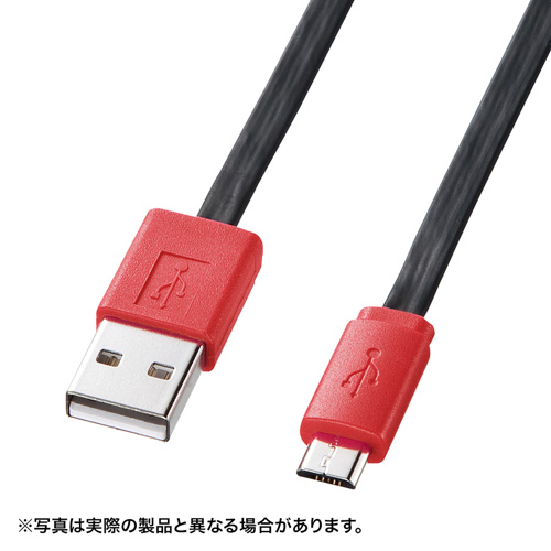 巻取りマイクロUSBケーブル（充電専用・0.1～1m・ブラック/レッド） KU-M102APMCB サンワサプライ