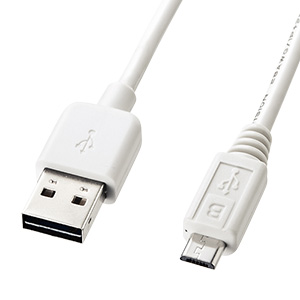 【訳あり 新品】【サンワサプライ】両面挿せるマイクロUSBケーブル（MicroB・0.5m・ホワイト） ※箱にキズ、汚れあり