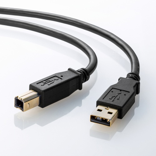 USB2.0ケーブル（ブラック・1m・金メッキコネクタ）