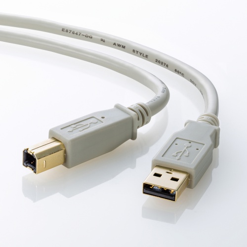 USB2.0ケーブル（5m・ライトグレー）