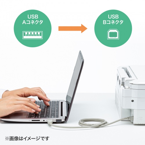 USB2.0ケーブル（5m・ライトグレー）