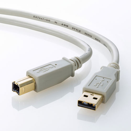 USB2.0ケーブル（1m・ライトグレー）