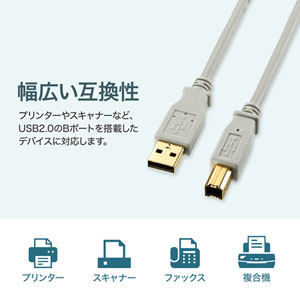 USB2.0ケーブル（1m・ライトグレー）