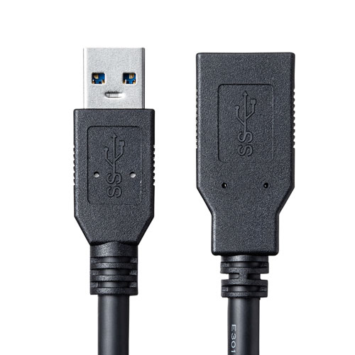 USB3.0延長ケーブル（ブラック・0.5m） KU30-EN05K サンワサプライ