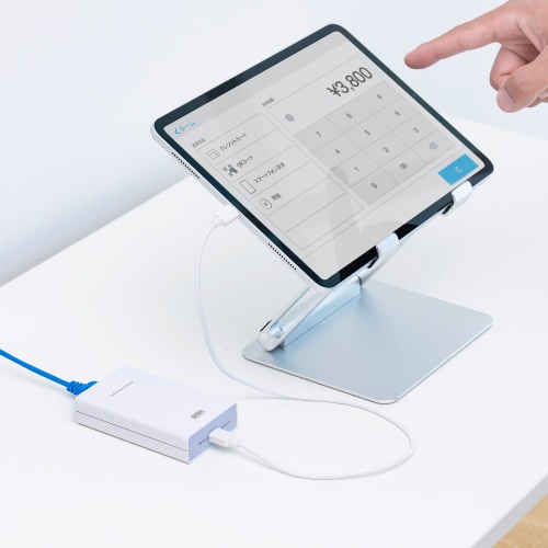 タイプC変換アダプタ（PoE・USB・PD・60W・USB・ネットワーク通信対応・100Mbps・受付・POSシステム） LAN-ADPOEC サンワサプライ