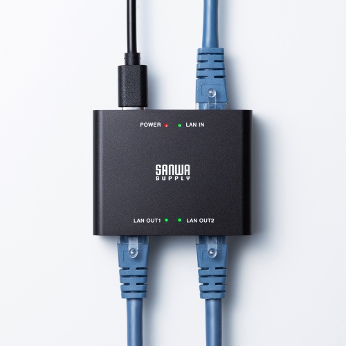 スイッチングハブ（LANハブ・ギガビット・3ポート・Type-C給電・超小型・アルミ筐体・AUTO-MDIX・2分配）