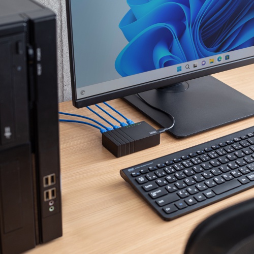 スイッチングハブ（ギガビット・5ポート・Type-C給電・ループ検知機能・AUTO-MDIX機能・静音ファンレス・静音・壁掛け対応・プラスチック筐体）