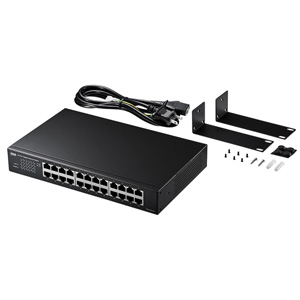 【訳あり 新品】スイッチングハブ（Giga対応・最大24ポート・ループ検知機能付き・電源内臓・金蔵筐体） LAN-GIGAH24L サンワサプライ ※箱にキズ、汚れあり