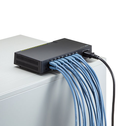 スイッチングハブ(ギガビット・16ポート・電源内蔵・マグネット付き・壁掛け対応・静音・ブラック） LAN-GIGAP1602BK サンワサプライ