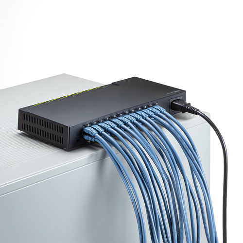 スイッチングハブ(ギガビット・24ポート・ループ検知・電源内蔵・マグネット付き・壁掛け対応・静音・ブラック） LAN-GIGAP2402BK サンワサプライ