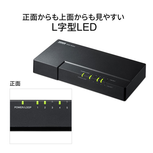 スイッチングハブ(5ポート・ギガビット・ループ検知機能・マグネット付き・電源内蔵) LAN-GIGAP502BK サンワサプライ