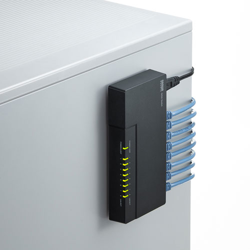 スイッチングハブ(ギガビット・8ポート・マグネット付き・電源内蔵) LAN-GIGAP802BK サンワサプライ