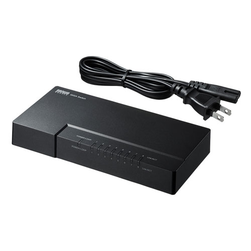 スイッチングハブ(ギガビット・8ポート・マグネット付き・電源内蔵) LAN-GIGAP802BK サンワサプライ