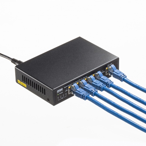 スイッチングハブ（PoE給電・ギガビット・メタル筐体・5ポート・PoE＋・IEEE・802.3af/at・ファンレス 静音・マグネット付き・全ポート合計60W）