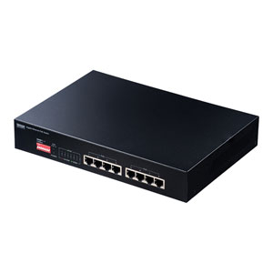 【訳あり 新品】スイッチングハブ(PoE給電・ギガビット・電源内蔵・金属筐体・最長180m・8ポート) LAN-GIGAPOE81
