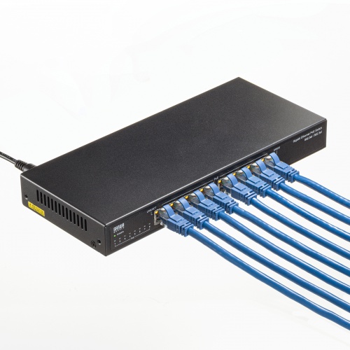 スイッチングハブ（PoE給電・ギガビット・メタル筐体・8ポート・PoE＋・IEEE・802.3af/at・ファンレス・静音・マグネット付き・全ポート合計60W）