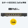 スイッチングハブ（PoE給電・ギガビット・メタル筐体・8ポート・PoE＋・IEEE・802.3af/at・ファンレス・静音・マグネット付き・全ポート合計60W）