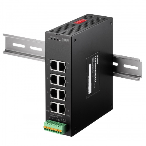 スイッチングハブ（産業用・ギガ・POE・最大90W・高耐久・8