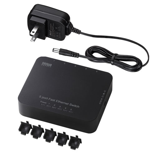 LANハブ（最大5ポート・スイッチング・回線・小型・コンパクト・スリム・AUTO-MDIX機能・ブラック） LAN-SWH5APN サンワサプライ