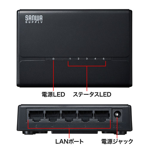 スイッチングハブ(5ポート・マグネット付き） LAN-SWHP501BK サンワサプライ