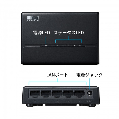 スイッチングハブ(5ポート・マグネット付き） LAN-SWHP501BK サンワサプライ