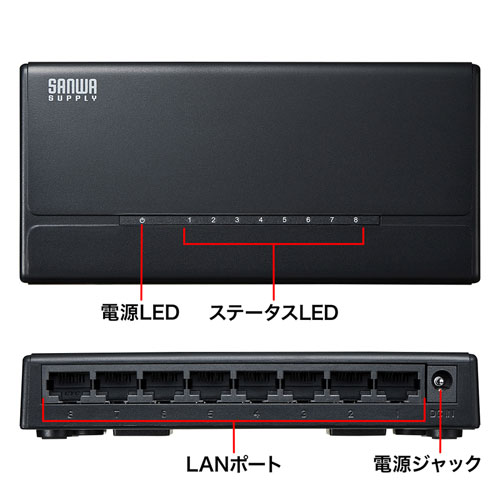 スイッチングハブ(8ポート・マグネット付き） LAN-SWHP801BK サンワサプライ