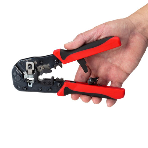 かしめ工具（UTPコネクタ・STPコネクタ対応・ラチェット付き）