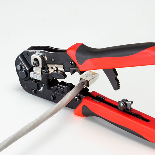 かしめ工具（UTPコネクタ・STPコネクタ対応・ラチェット付き）