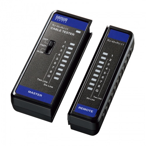 LANケーブルテスター（RJ-45・RJ-11・親機・子機着脱可・LED表示・単四乾電池）