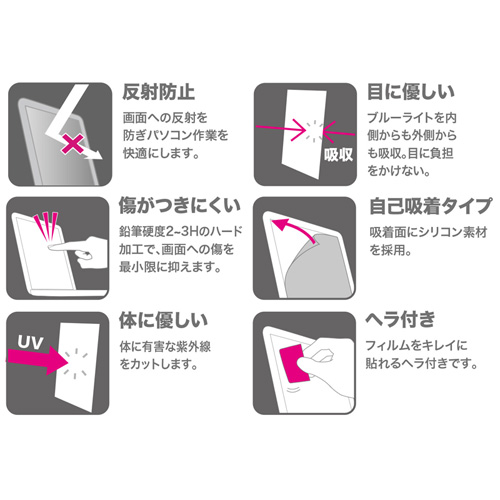 ブルーライトカット液晶保護フィルム（23型対応・反射防止・指紋防止）