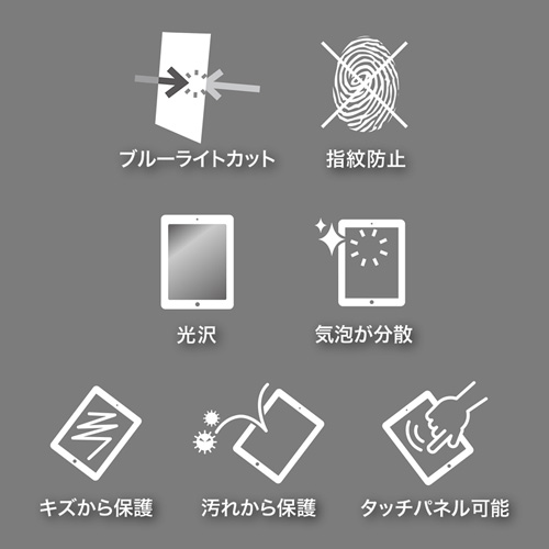 液晶保護光沢フィルム（Apple 10.5インチiPad Pro 2017用・ブルーライトカット・指紋防止）